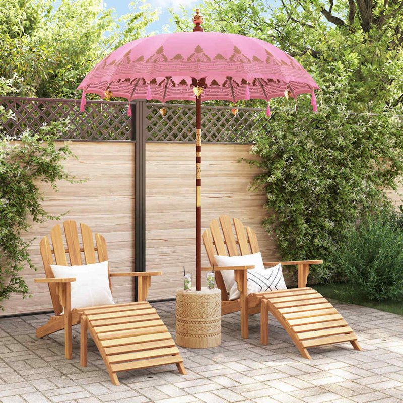 Beach Parasol, 260cm H x 185cm W x 185cm D, Pink Abstract