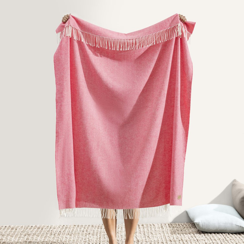 Italian Herringbone Throw Blanket, Coral