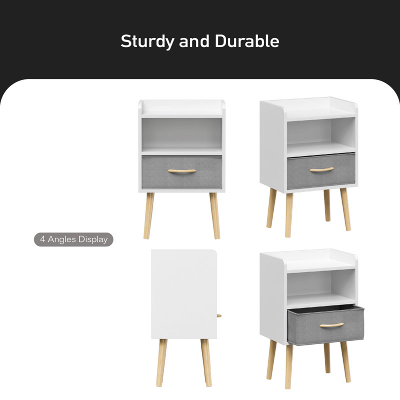 Kandence 15.8'' W Nightstand, White