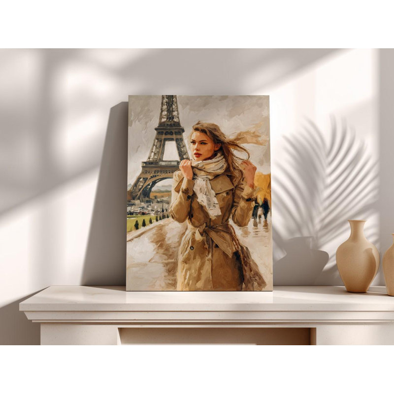 Parisian Woman Canvas Print: Impressionist Eiffel Tower Art, 24" H x 16" W
