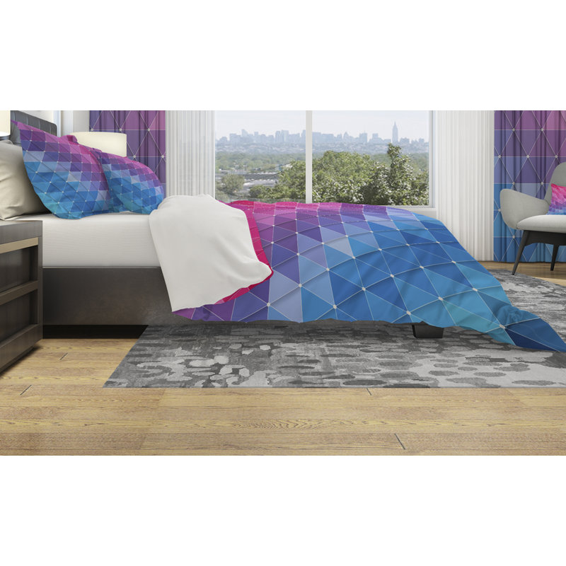 Modern & Contemporary Geometric Shapes Duvet Cover, Twin Duvet Cover + 1 Sham