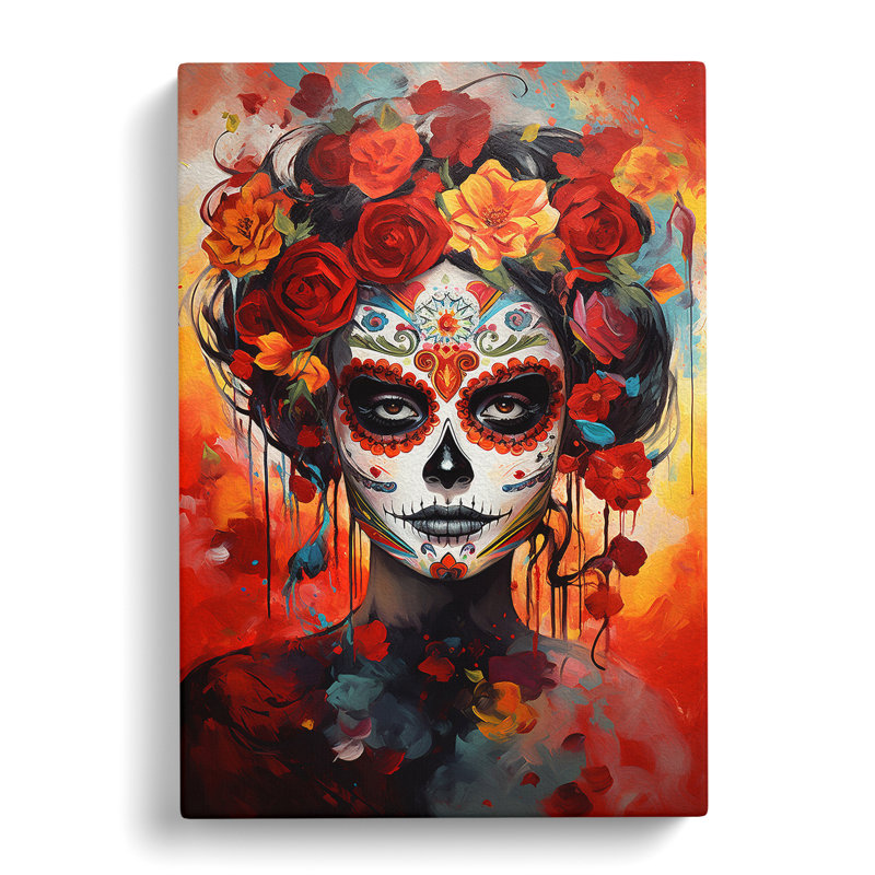 Sugar Skull Modern No.2 - No Frame Print, 76cm H x 50cm W x 3cm D