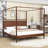 Four-Poster Wooden Canopy Platform Bed with Center Support-1678710694