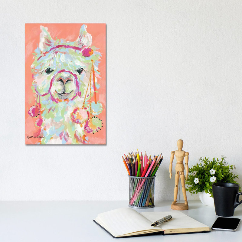Llama Love by Jessica Mingo - Wrapped Canvas Gallery-Wrapped Canvas Giclée, 20.32 cm H x 30.48 cm W