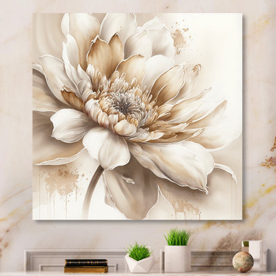 Single Beige Flower III - Floral Wall Art