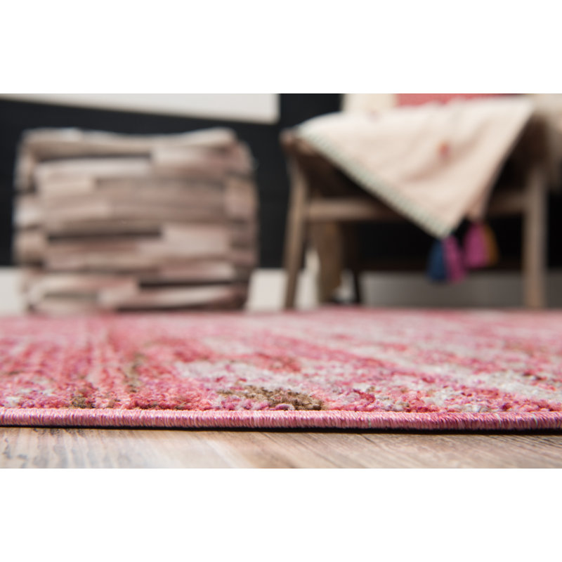 Tapis rose de style sud-ouest Leanora, Rond 8 pi