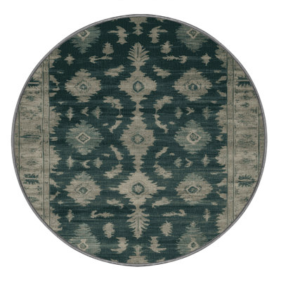 Machine Washable Overdyed Green Area Rug