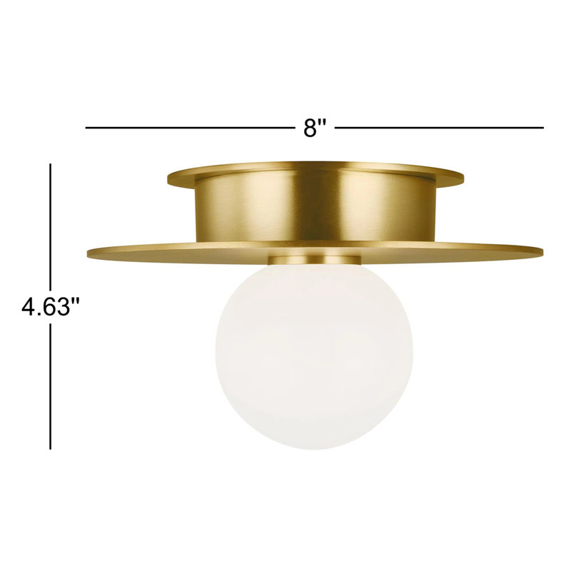 Nodes 1 - Light Flush Mount, Burnished Brass, 4.625" H x 8" W x 8" D