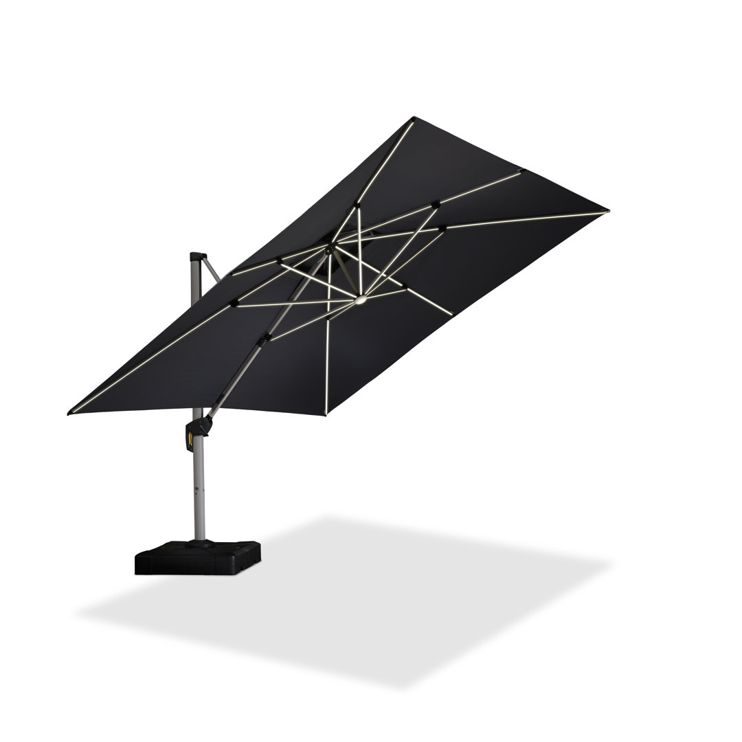 Ruslana 12' X 12' Square Patio Solar Powered LED Lighted Large Cantilever Umbrella Arlmont & Co. Fabric 