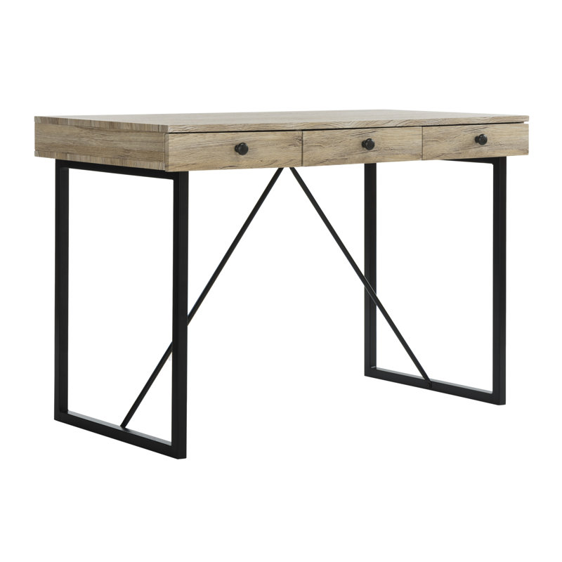 Blonde Metal Base Writing Desk