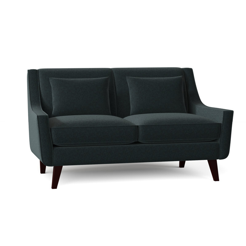 Causeuse à accoudoirs évasés de 61 po avec coussins réversibles Gros, Chenille Napa bleu sarcelle