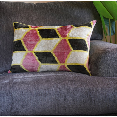 Housse de coussin décorative faite à la main de luxe rose / noir / blanc et insert en duvet de qualité supérieure