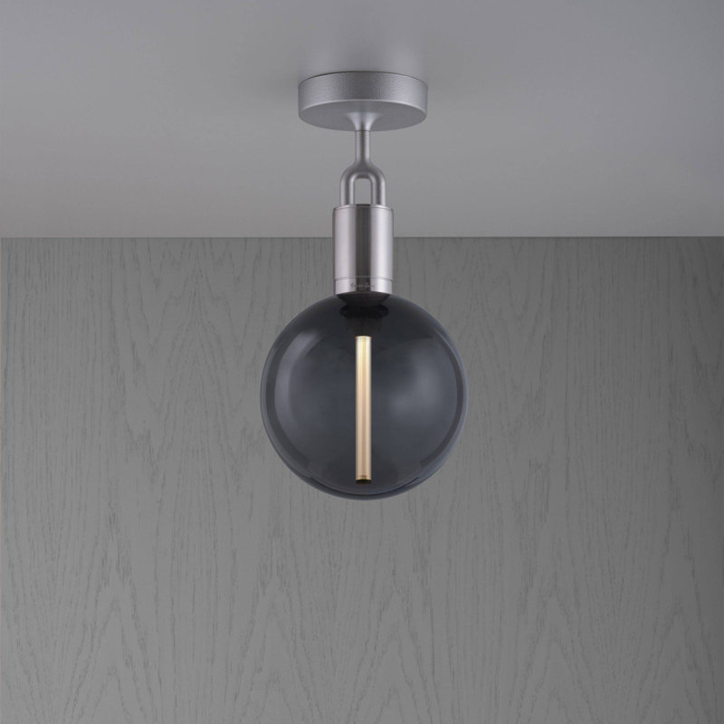 Glass Semi Flush Mount, Medium, Gun Metal, Opal