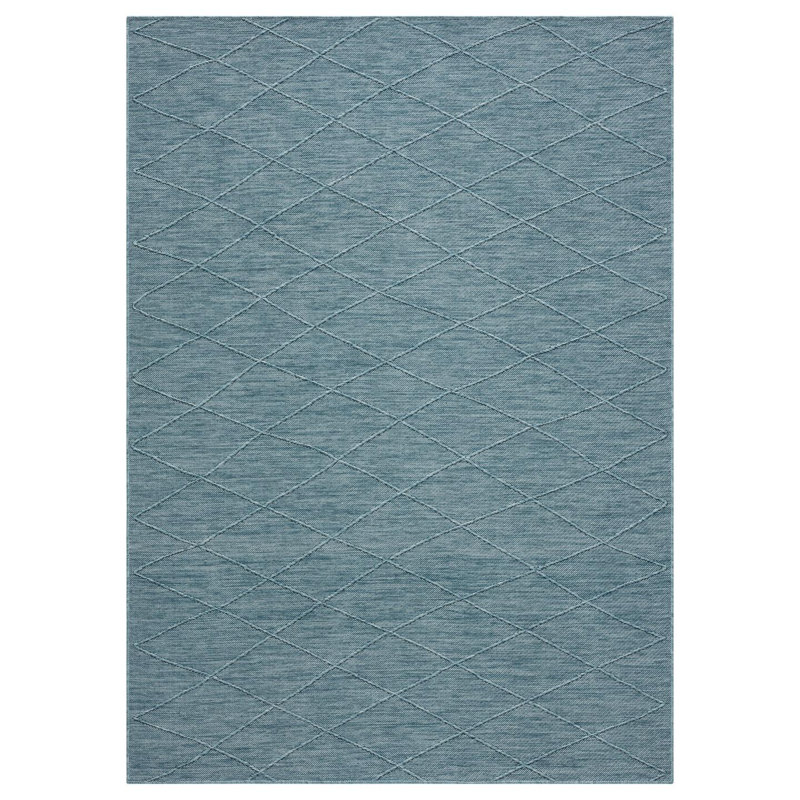 Modern Outdoor Geometric Area Rug, Non-Slip Washable Carpet, Rectangle 9' x 12'