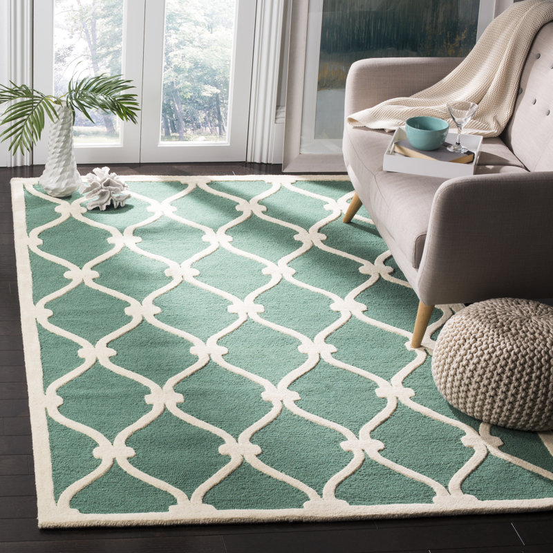 Neva Geometric Wool Hand Woven Area Rug, Rectangle 152 x 244 cm