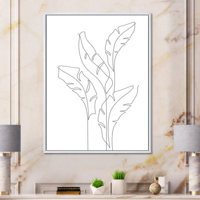 " Abstract One Line Of Banana Leaves On White "