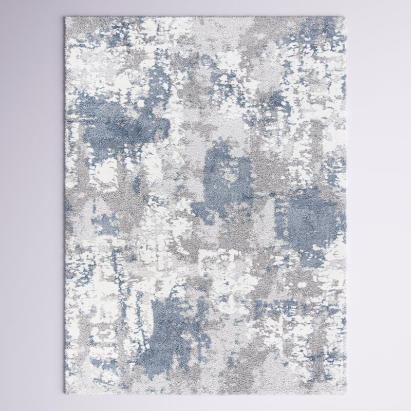 Tapis gris / bleu / blanc Hassen, Rectangle 11 pi x 15 pi