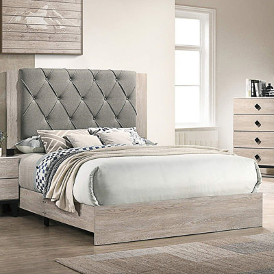 Contemporary 1Pc Queen Size Bed Bedroom With Tufted Design Headboard