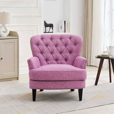 Chaise rembourrée avec garniture cloutée, fauteuil avec pieds en bois massif, fauteuil d'appoint pour le salon, la chambre à coucher et le bureau, fauteuil d'appoint pour l'intérieur