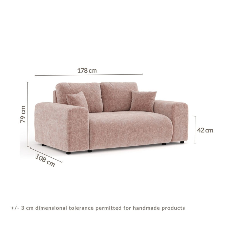 Two-seater square arms loveseat sofa, Green
