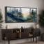 «Woodland Forest Landscape Mystical Forest Path Watercolor Landscape Retro», reproduction d'art sur toile encadrée-98041908-111568174