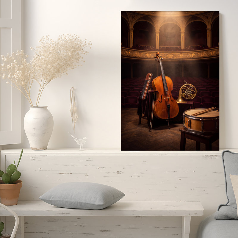 Art mural sur toile Cello and French Horn in Empty, H 40 po x l 28 po