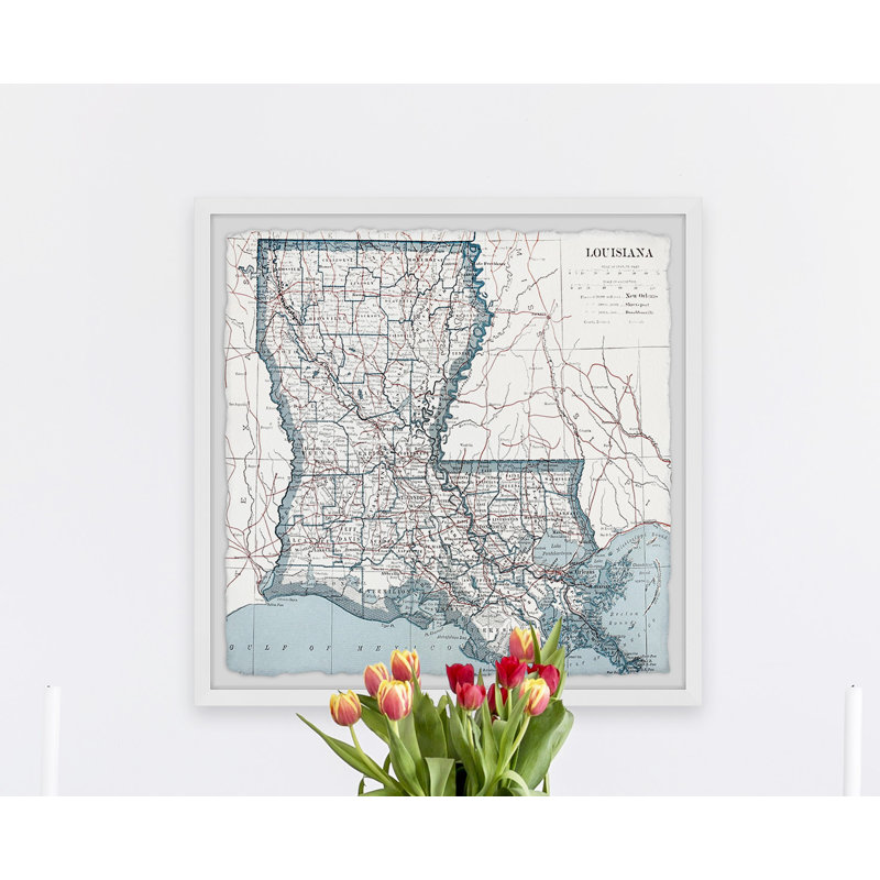 «White Louisiana Map», cadre photo, H 24 po x l 24 po x P 1,5 po