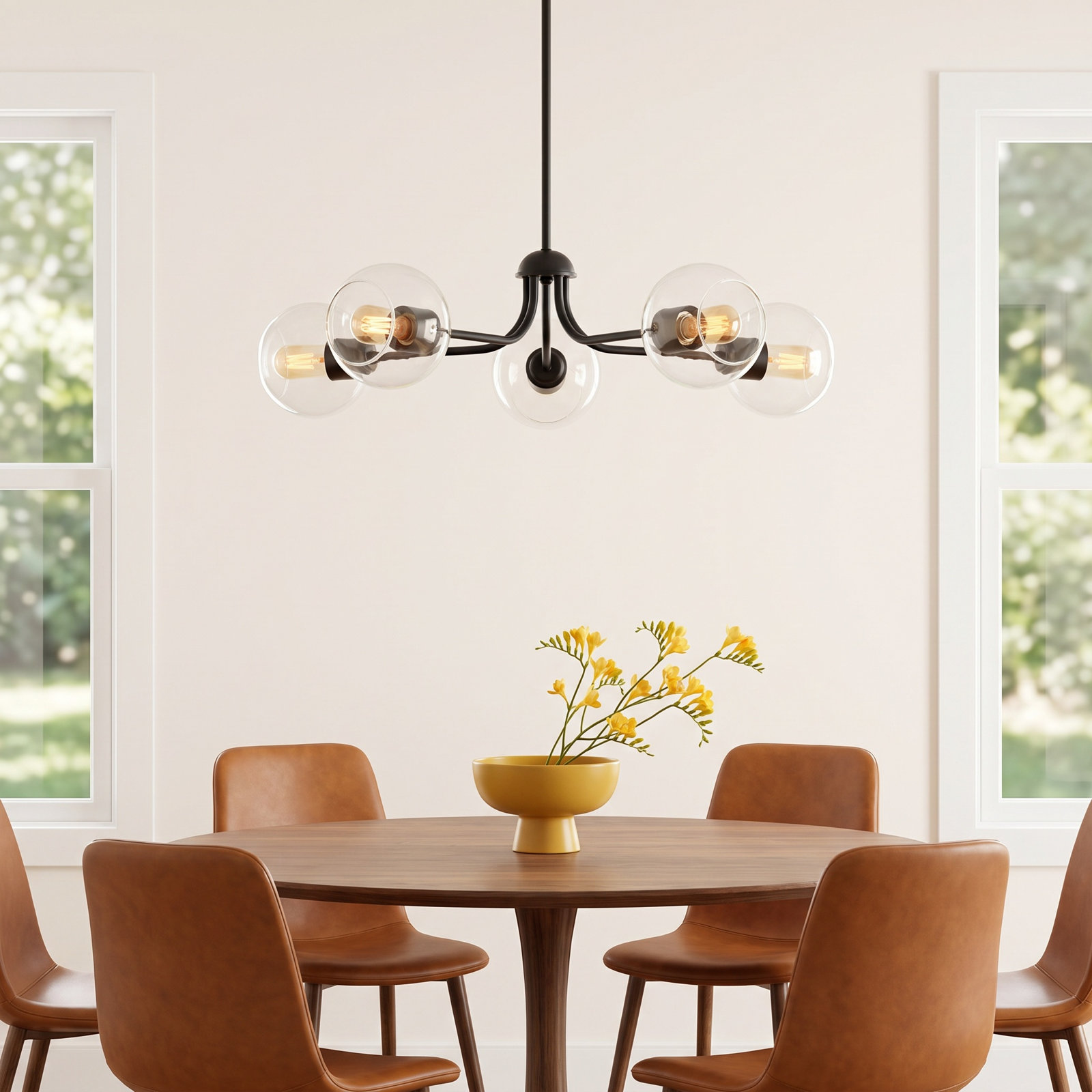 Mirianne 5 - Light Steel Dimmable Chandelier, Black