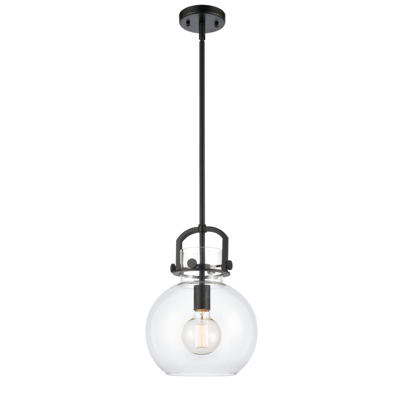 Luminaire suspendu sphère 1 lumière Borgen, Noir mat, H 13,38 po x l 10 po x P 10 po, Ampoule non incluse
