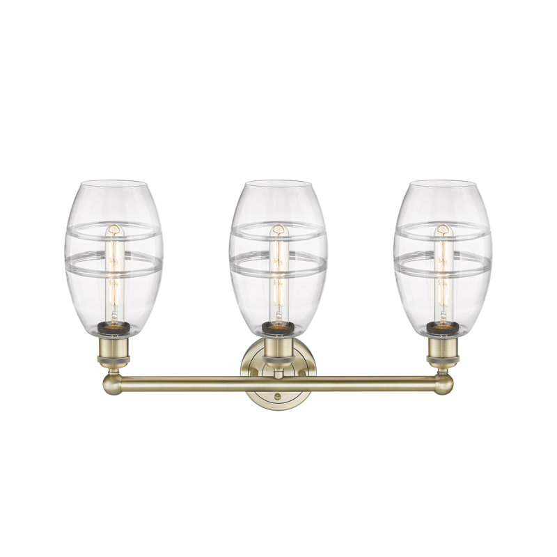 Kusham 3 - Light Dimmable Vanity Light, Clear, Antique Brass