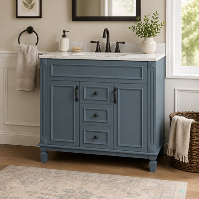 Meuble-lavabo 36 po sans lavabo supérieur, armoire seulement, armoire de rangement moderne avec 2 portes à fermeture douce