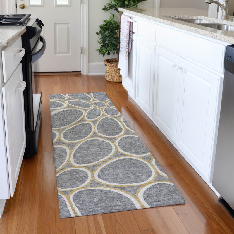 Premium Machine Washable Cossette AMF1041 Circles Rug, Runner 2'3" x 7'6"