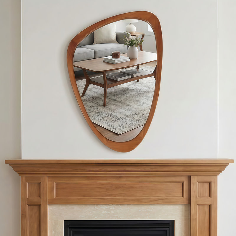 Miroir décoratif irrégulier, Brun jaune, 30 po x 20 po