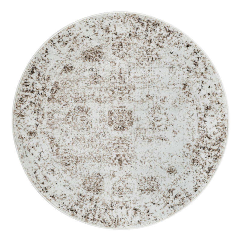 Tapis Brandt, Rond 4 pi 1 po, Non, Beige /Brun clair