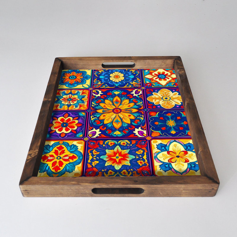 Elegant Solid Wood Tray, 18.9 x 15.0 x 1.6 inches | UV Printed on 0.2-inch Thick MDF | Perfect for Serving, Organizing, and Home Décor | Durable and Stylish Design for Any Occasion