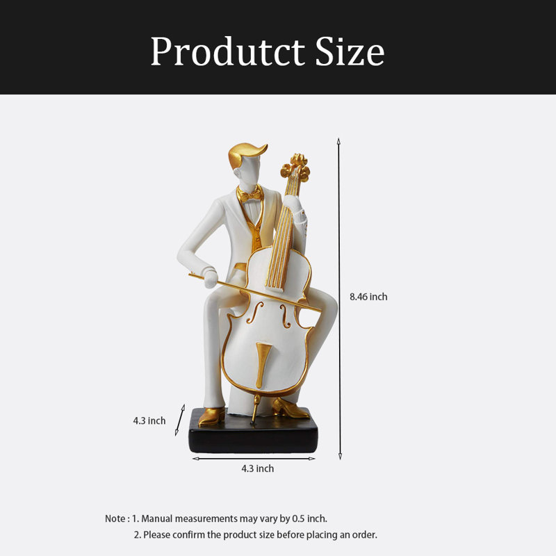 Statue décor musical, figurine de musicien, sculpture en polyrésine, H 8,46 po x l 4,3 po x P 4,3 po