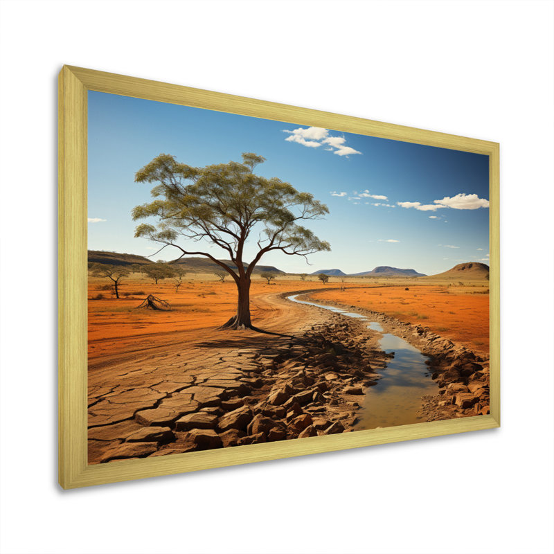 "Landscape Australie Outback Spectrum I", reproduction d'art sur toile, Cadre doré simple, H 12 po x l 20 po x P 1 po