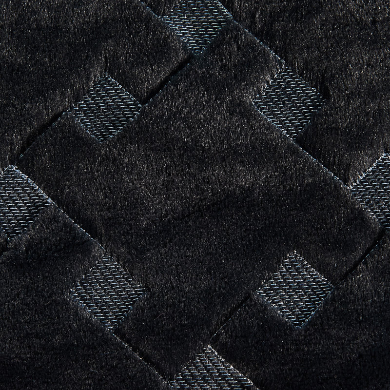 4 Piece Tatami Quilted Faux Fur Set, King Coverlet + 3 Additional Pieces, Black