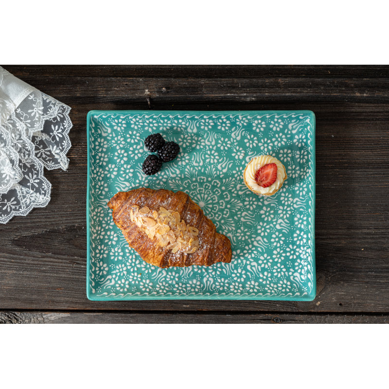 Coppermill Kitchen Hand Painted Ceramic Ceramic Tray, Green