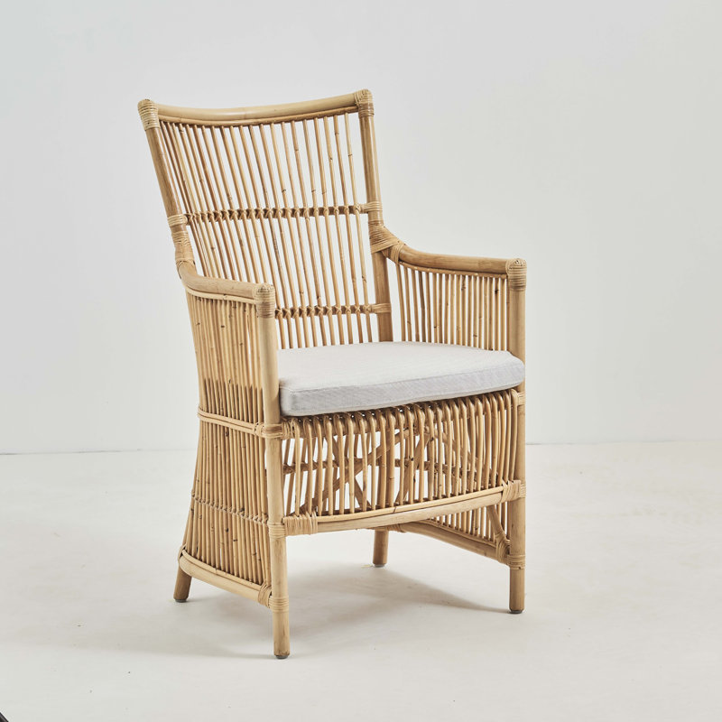 Davinci Rattan Armchair, Natural, Sailcloth Seagull Geometric Sunbrella® Basketweave