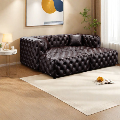 Compression Modular Sectionals, 77 Inch Faux Leather Modern Sofa for Home