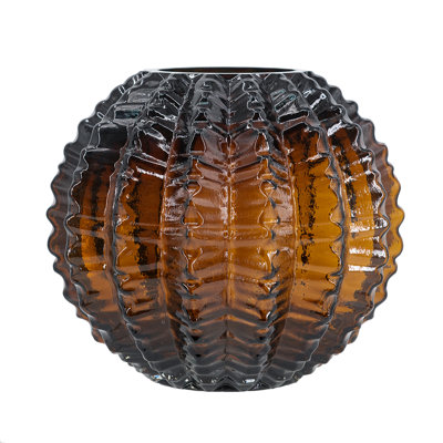 Textured Glass Vase - 6"Dia. .7" x 6" - Amber