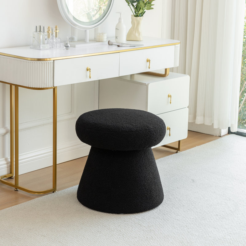 Accent Stool Vanity Ottoman, Black