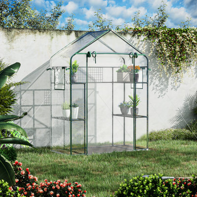 Walk-In Greenhouse - 3 6 tablettes, plantes de froid et de pluie, treillis, moustiquaires, pour mini-fenêtres de porte à usage extérieur, contrôle de l'humidité de la chaleur des plantes