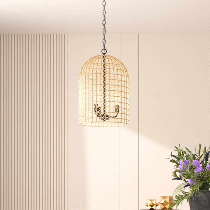 Luminaire suspendu en forme de dôme à 3 lumières avec chaîne en métal noir