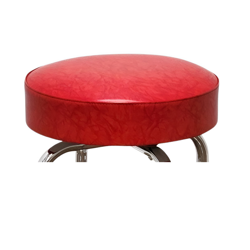 Retro Home Chrome Swivel Counter And Bar Stool, Red, Counter Stool (24” Seat Height)