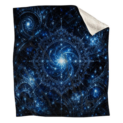 Blue Cosmic Fractal Art Blankets