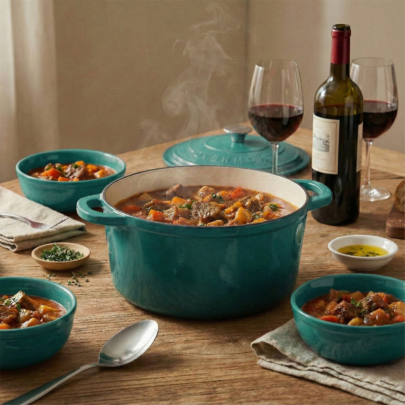 4.5 Qt Enameled Cast Iron Dutch Oven With Lid & Accessories – Bottle Blue Cookware For Baking, Roasting & Stews, 4.5 quarts