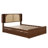 Queen Size Rattan Bed Frame With Trundle And Two Drawers, Rustic Bed Frame With 4 Storage Compartments In Headborad For Adults