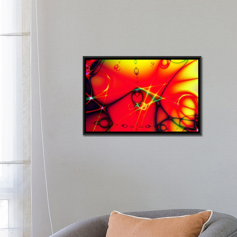 "Digital Fire Ball", impression sur toile, H 18 po x l 26 po x P 1,5 po, Toile avec cadre noir, Pas de tapis